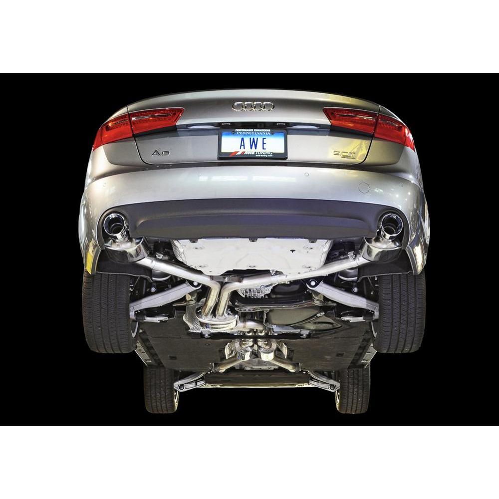 AWE Audi C7 A6 3.0T Touring Edition Exhaust - Dual Outlet Chrome Silver Tips