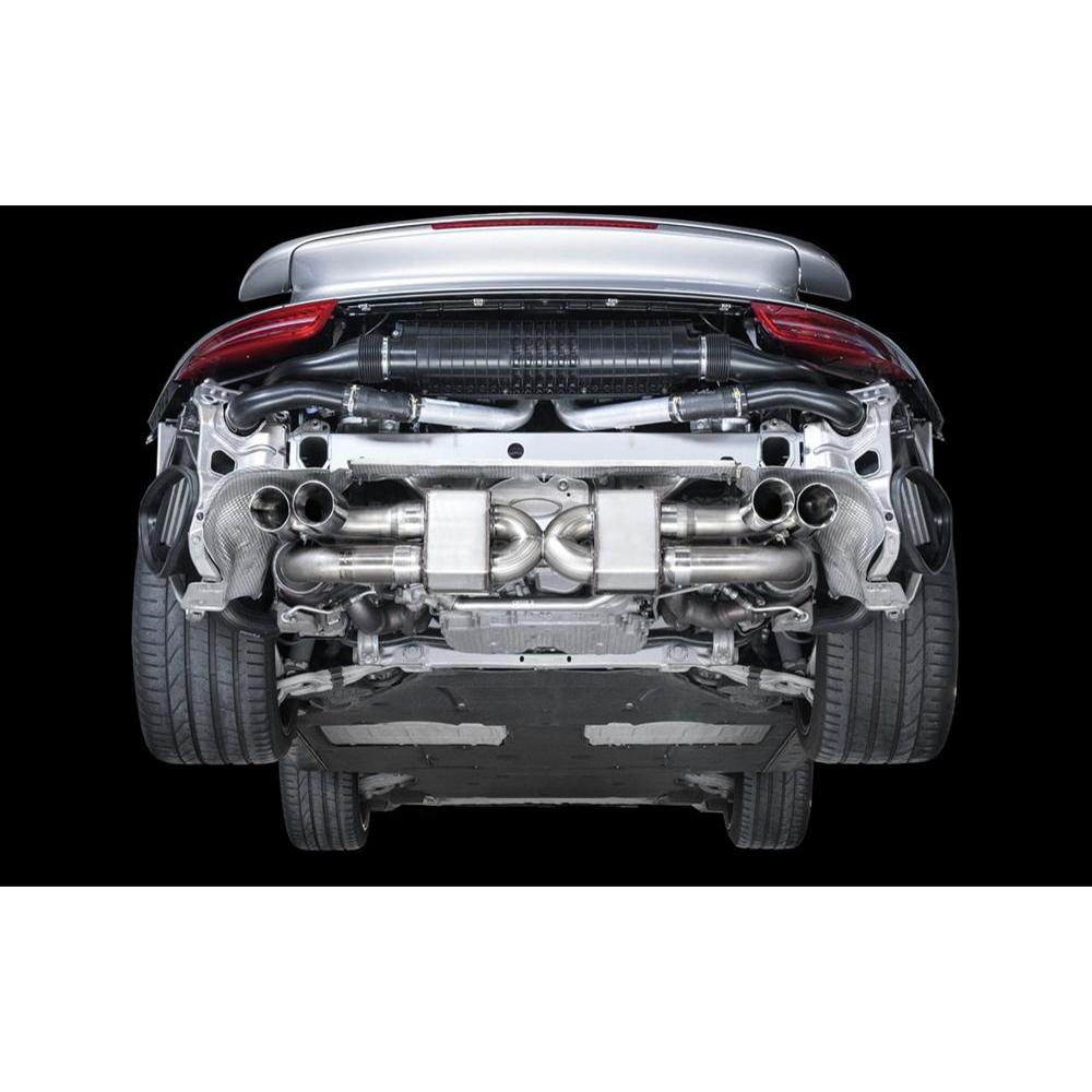 AWE Exhaust for Porsche 991.2 Turbo - Chrome Silver Tips installed