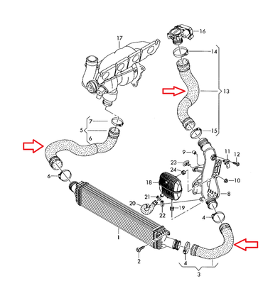 CTS Turbo B8 A4/A5 2.0T Silicone Intercooler Hose kit