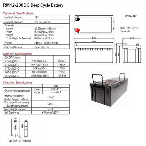 Remco RM12-250DC 12V 250Ah AGM Deep Cycle Battery - Image 2