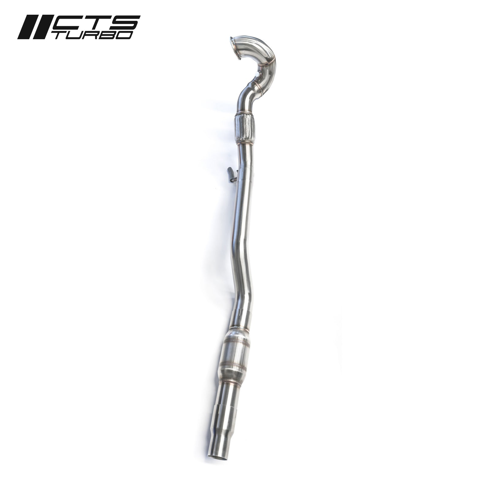 CTS Turbo MQB AWD Exhaust Downpipe with HIGH FLOW CAT (MK7/MK7.5 Golf AWD, Golf R, A3/S3/TT/TT-S Quattro)