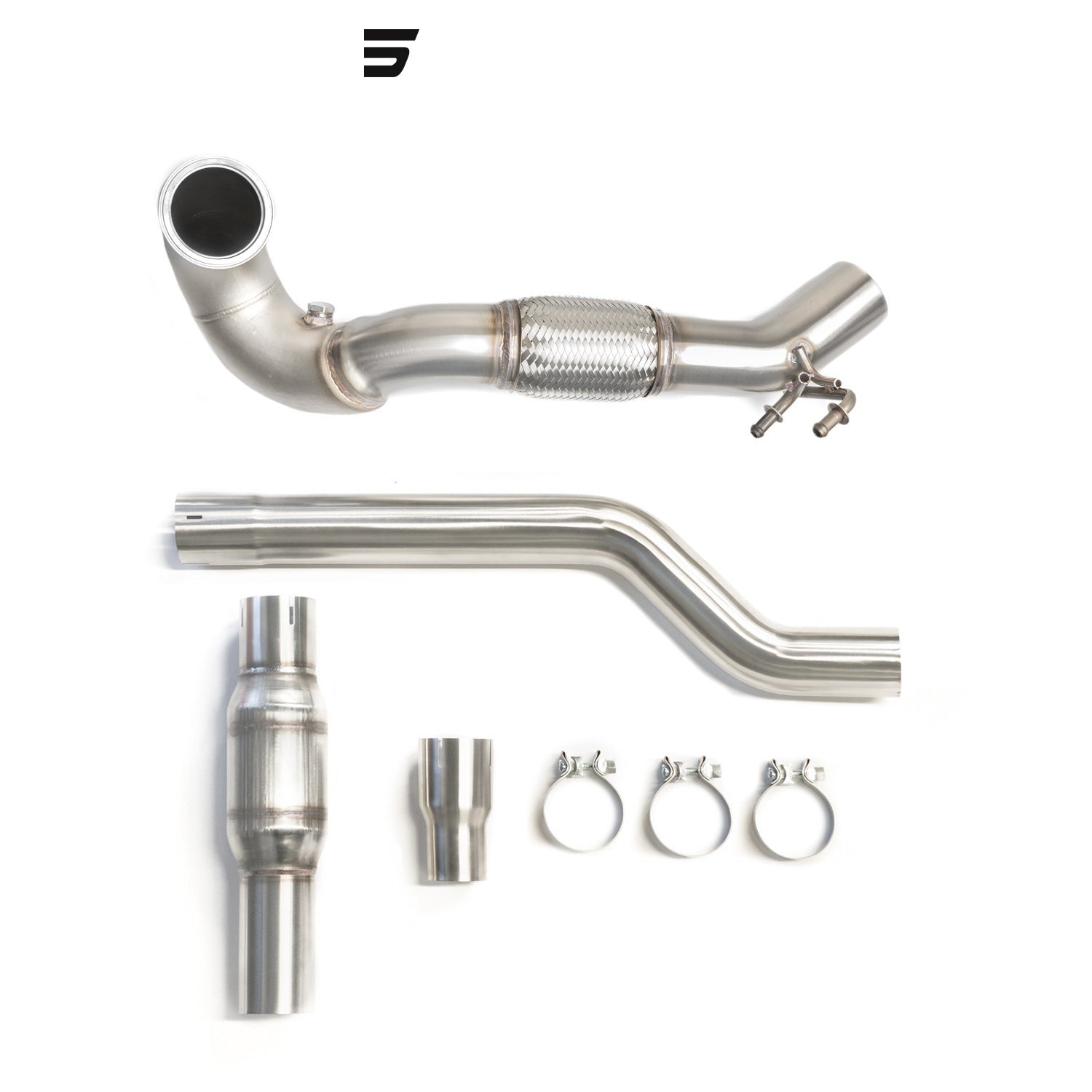 CTS Turbo MQB AWD Exhaust Downpipe with HIGH FLOW CAT (MK7/MK7.5 Golf AWD, Golf R, A3/S3/TT/TT-S Quattro)