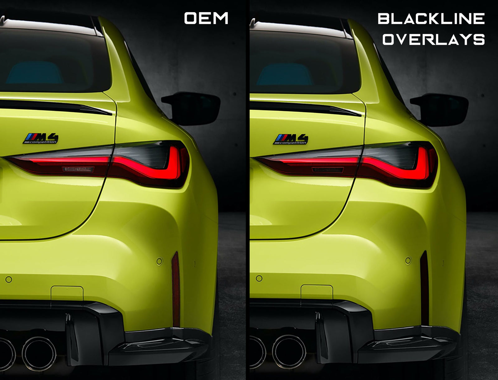Goldenwrench Supply BMW M3 / M4 Competition 2021+ (G80/G82) BLACKLINE Rear Reflector Overlay Kit
