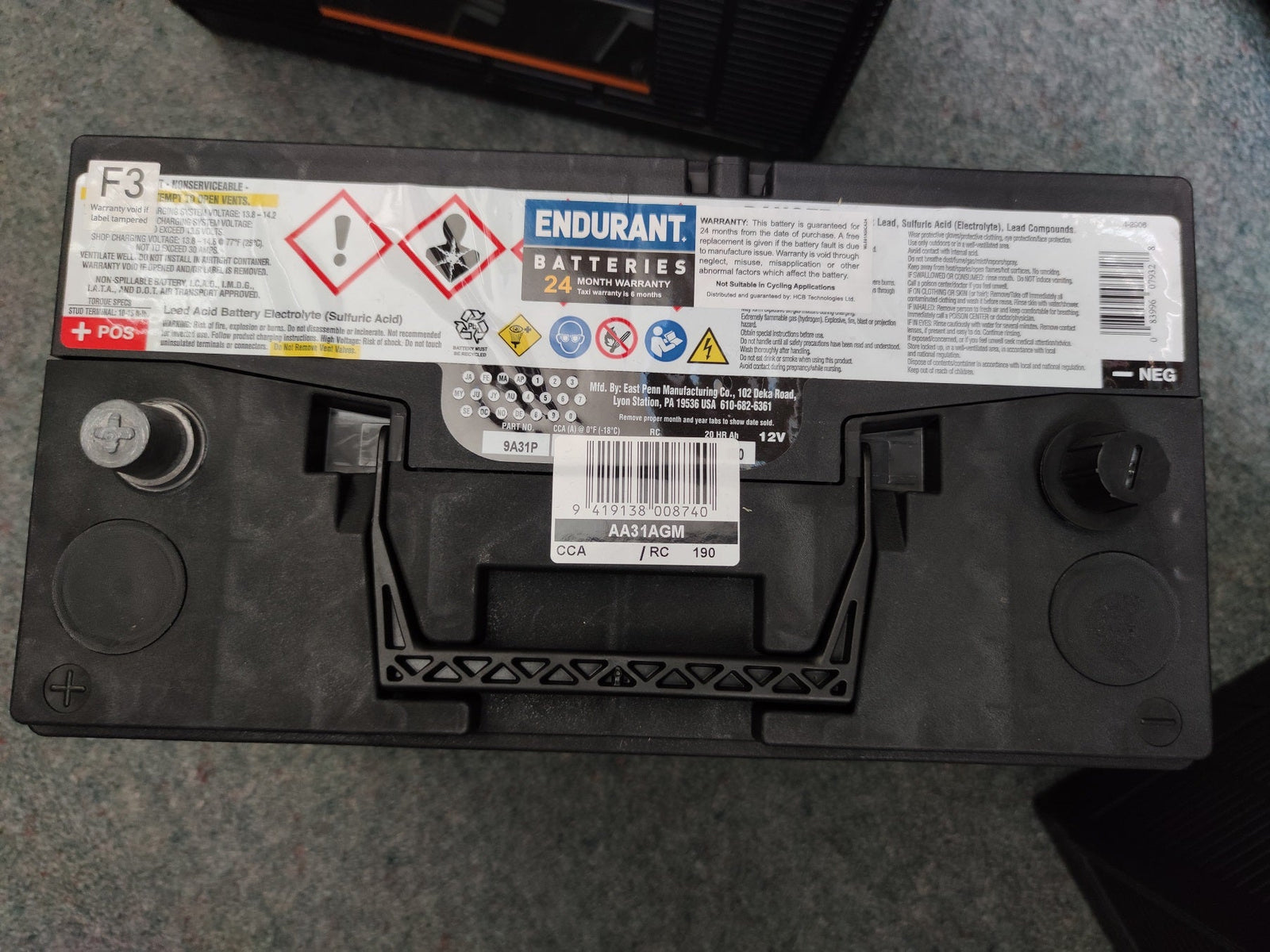 Endurant CM31STUD AA31AGM 1000 CCA 12V Heavy Duty Battery - Image 2