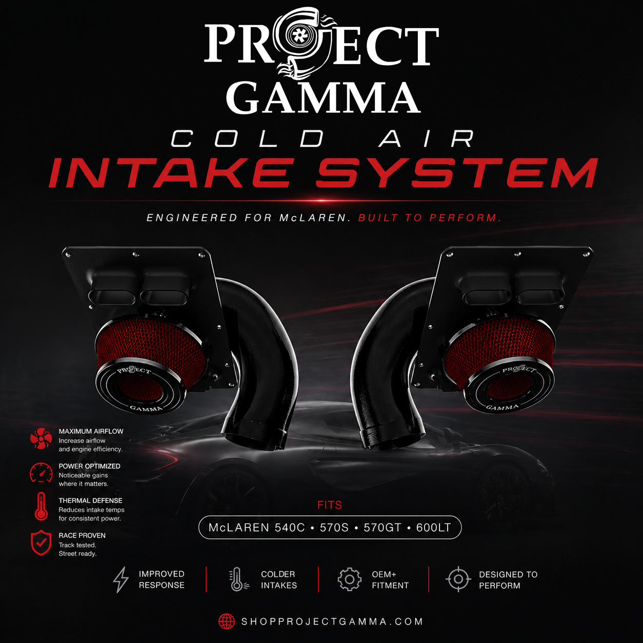 ProjectGamma Black Silicone Intake System for McLaren 540C / 570S / 570GT / 600LT