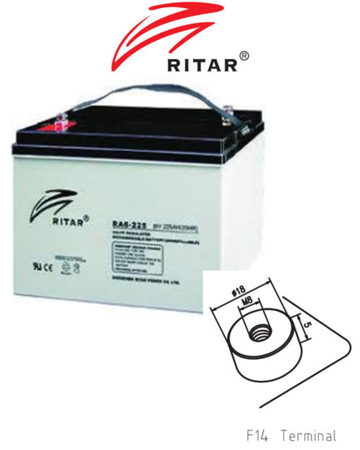 Amptech RITAR RA6-225EV 6V 225Ah Deep Cycle AGM Battery - Image 1