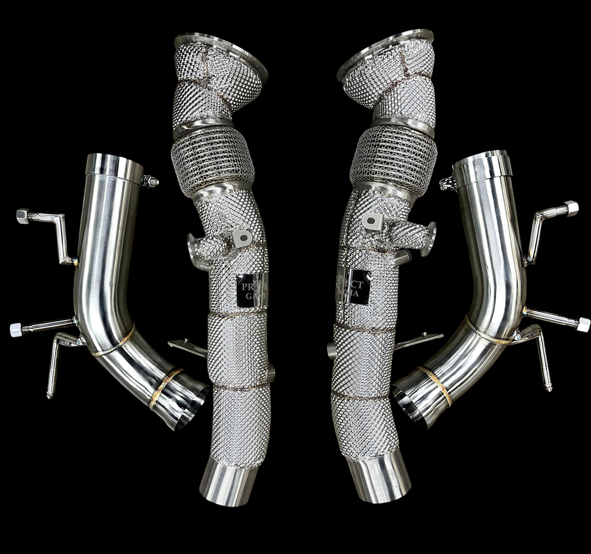 ProjectGamma Ferrari 296 GTB / GTS Stainless Steel Valved Exhaust System &amp; Heat Shield Performance Downpipes