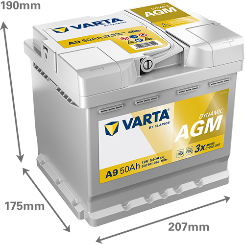 Varta A9 LN1 Dynamic AGM Battery - 540CCA 50Ah - Image 1