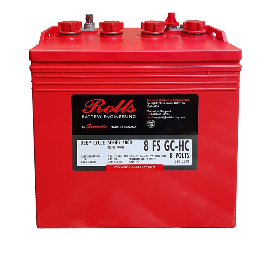 Rolls 8 FSGC HC 8V 182AH Deep Cycle Golf Cart Battery - Image 1