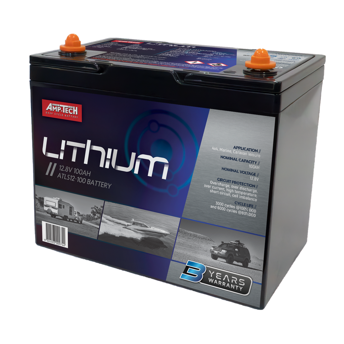 Amptech AMP-Tech Amptech Lithium ATLS12-100 100ah Lithium Deep Cycle - Image 1