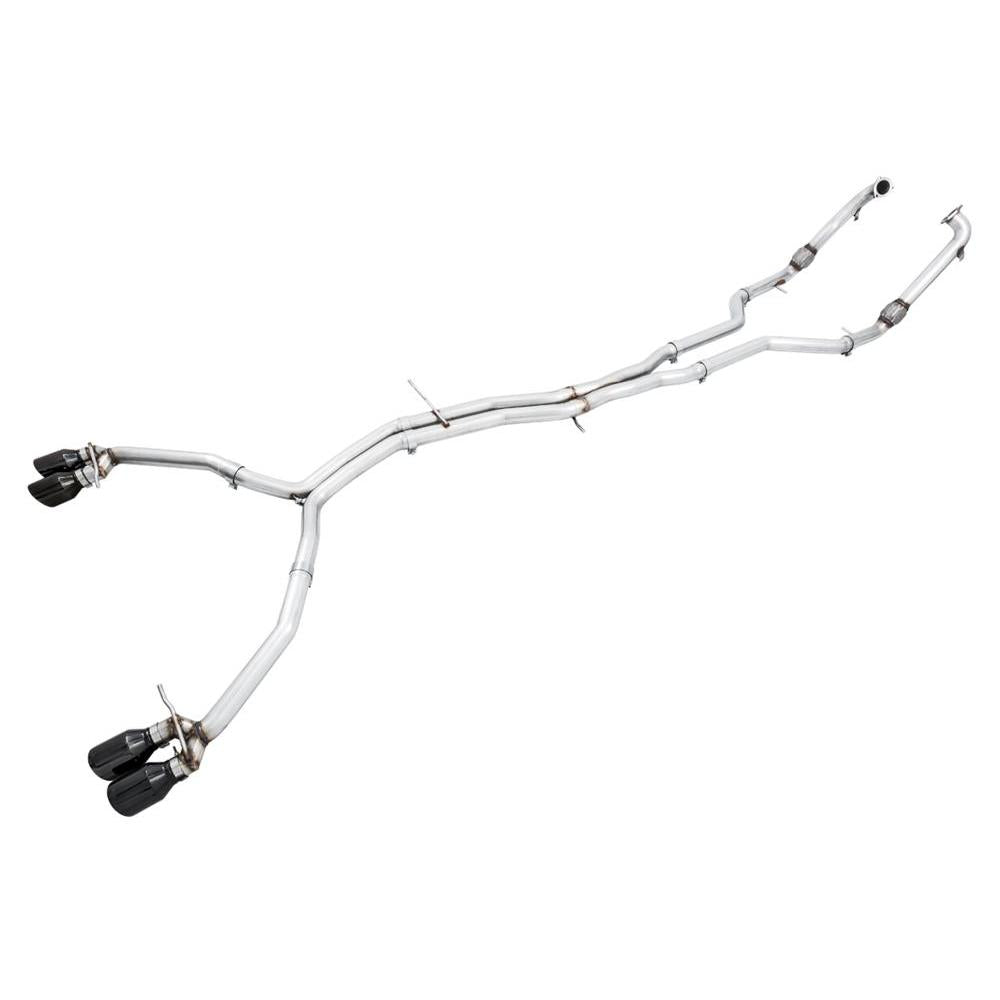 AWE Audi B9 S4 Track Edition Exhaust - Non-Resonated (Black 102mm Tips)