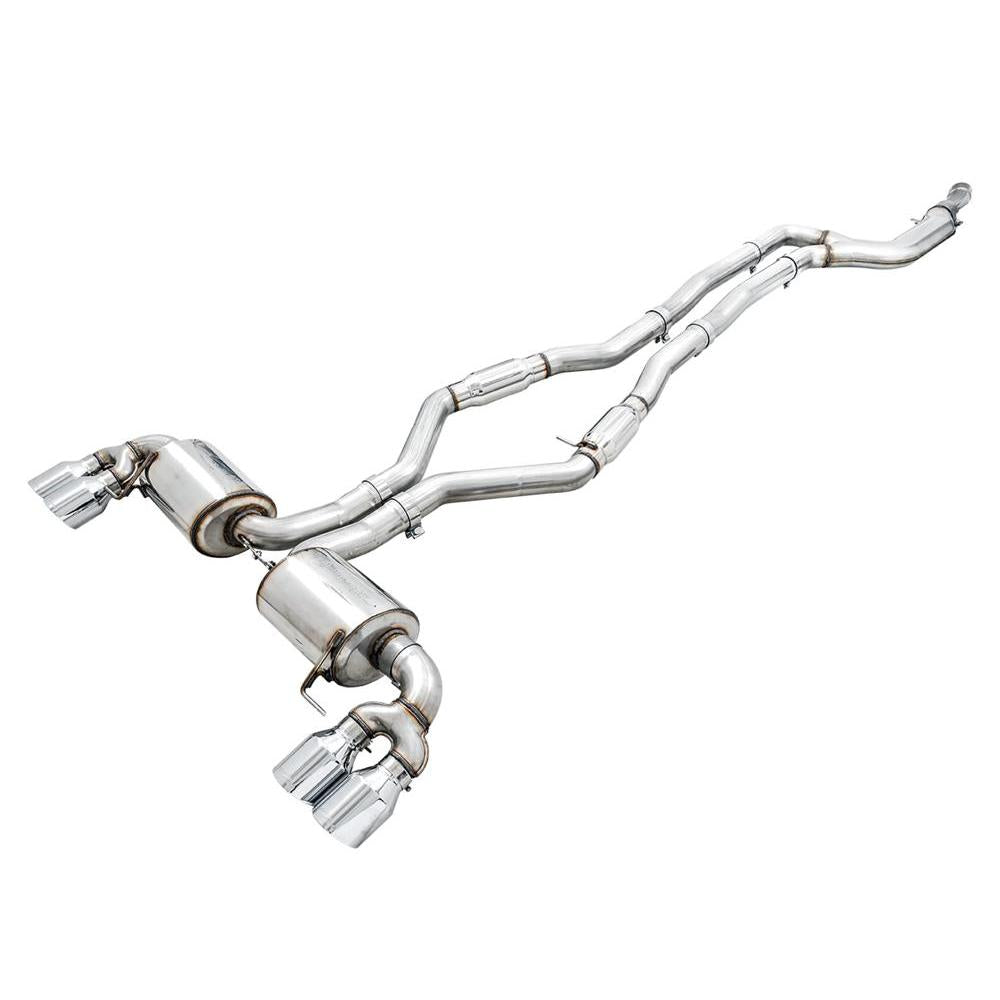 AWE 2019+ BMW M340i (G20) Resonated Touring Edition Exhaust - Quad Chrome Silver Tips
