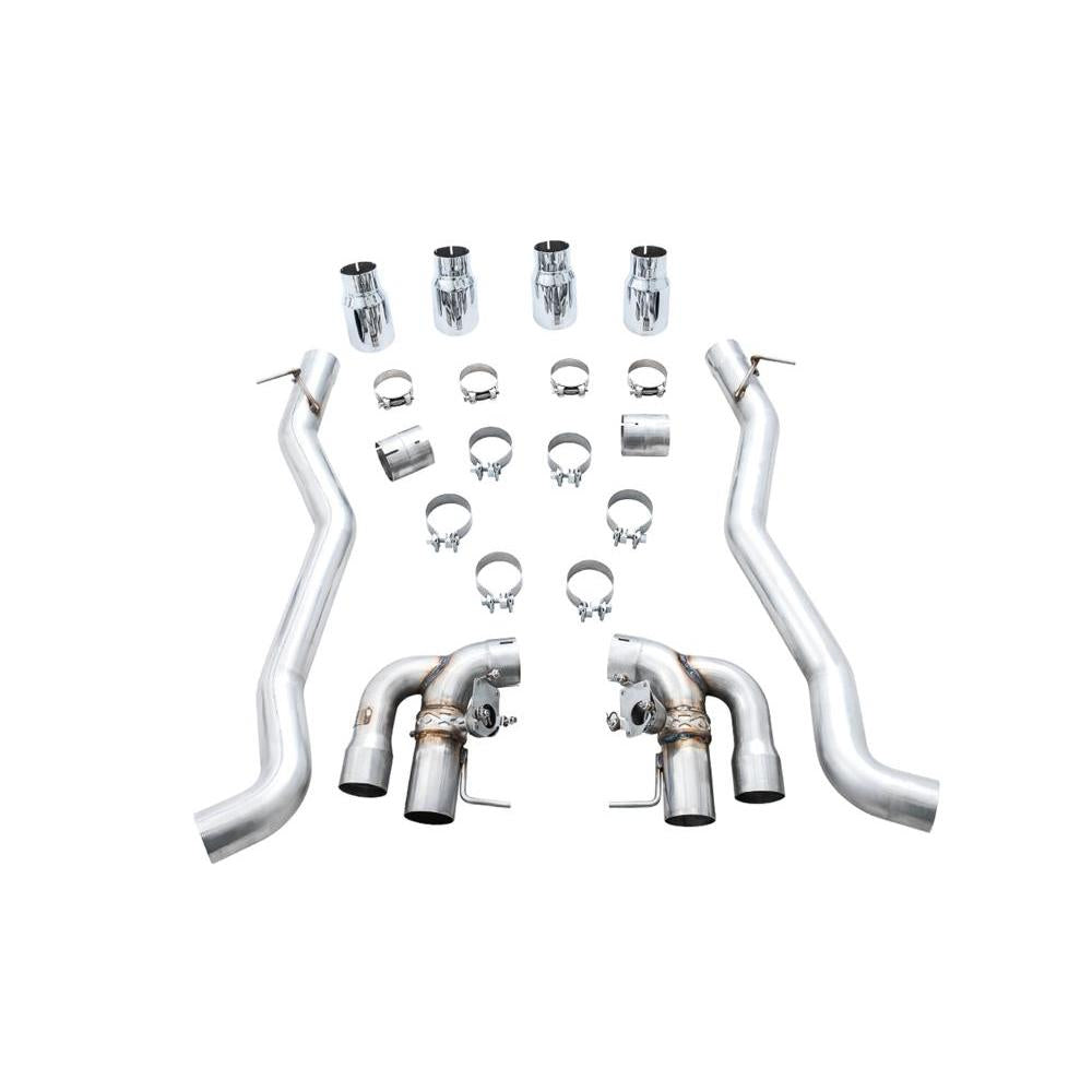 AWE 18-19 BMW M5 (F90) 4.4T AWD SwitchPath Axle-back Exhaust - Chrome Silver Tips