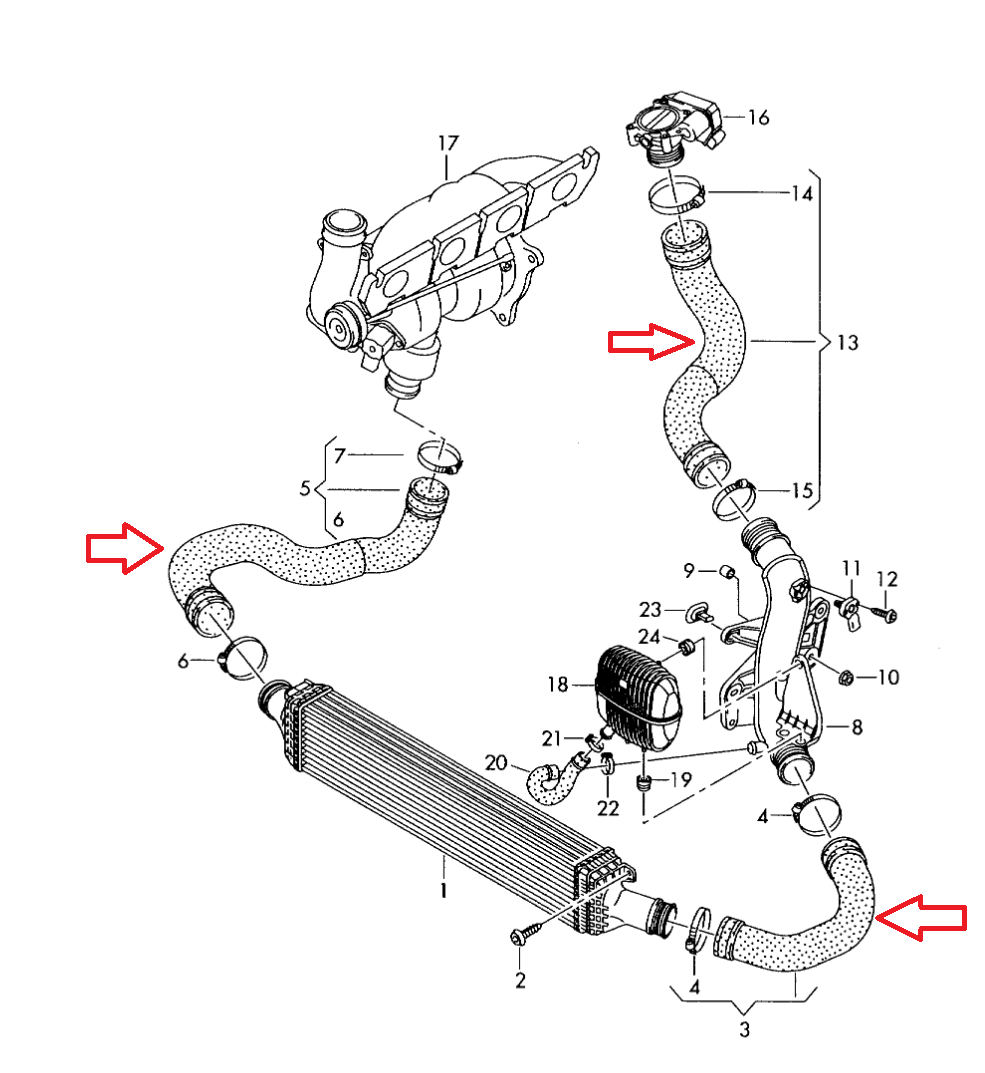 CTS Turbo B8 A4/A5 2.0T Silicone Intercooler Hose kit