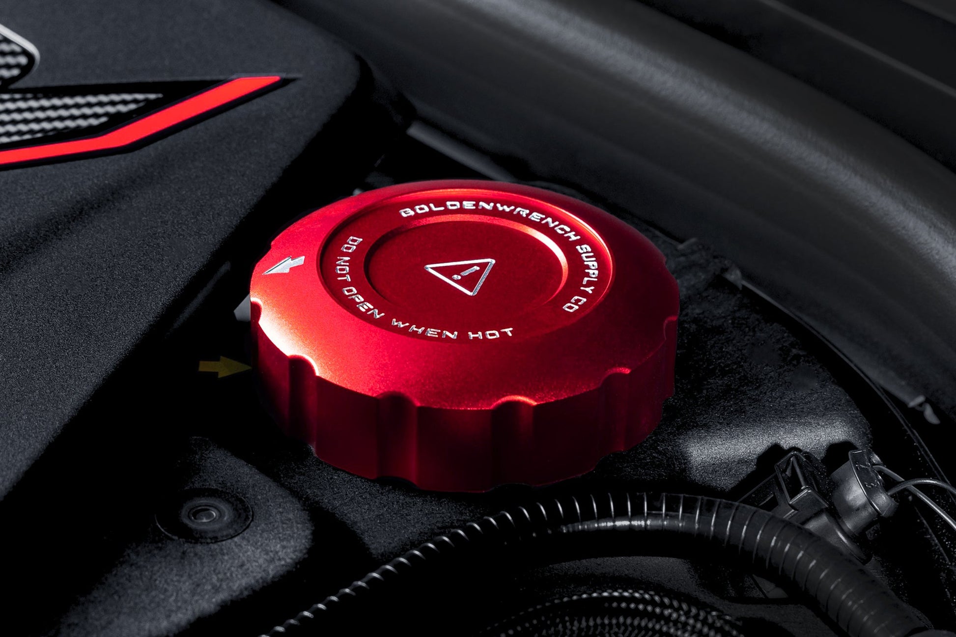 Goldenwrench Supply BMW 2017+ S63/S68 Engine BLACKLINE Performance Edition RED Engine Cap Set (Oil Cap / Coolant Caps)