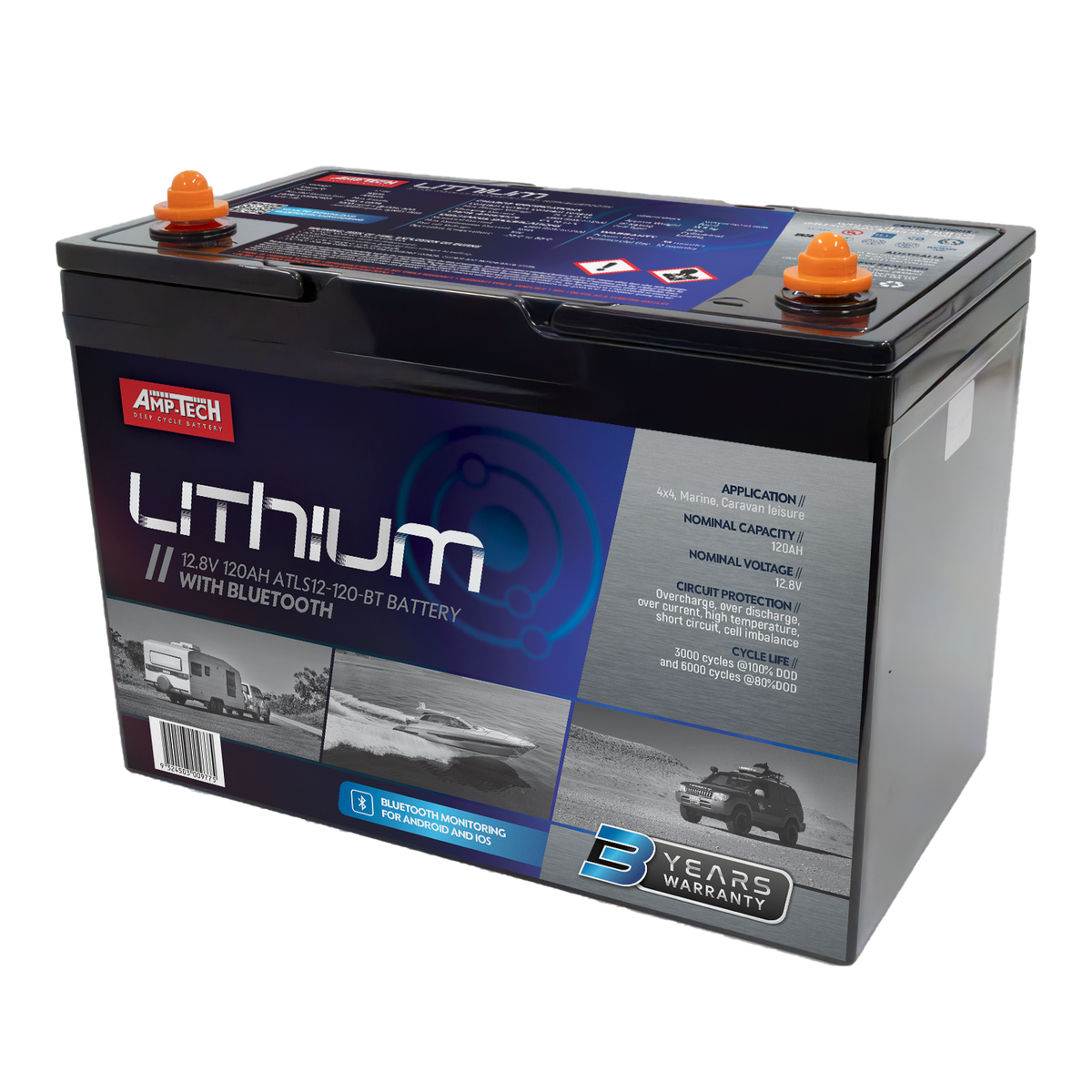 Amptech AMP-TECH AMPTECH LITHIUM ATLS12-120-BT 120AH LITHIUM BATTERY WITH BLUE TOOTH - Image 1