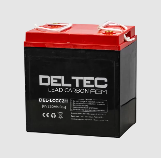 Deltec DEL-LCGC2H Lead Carbon AGM Deep Cycle Battery - 6V 260Ah - Image 1
