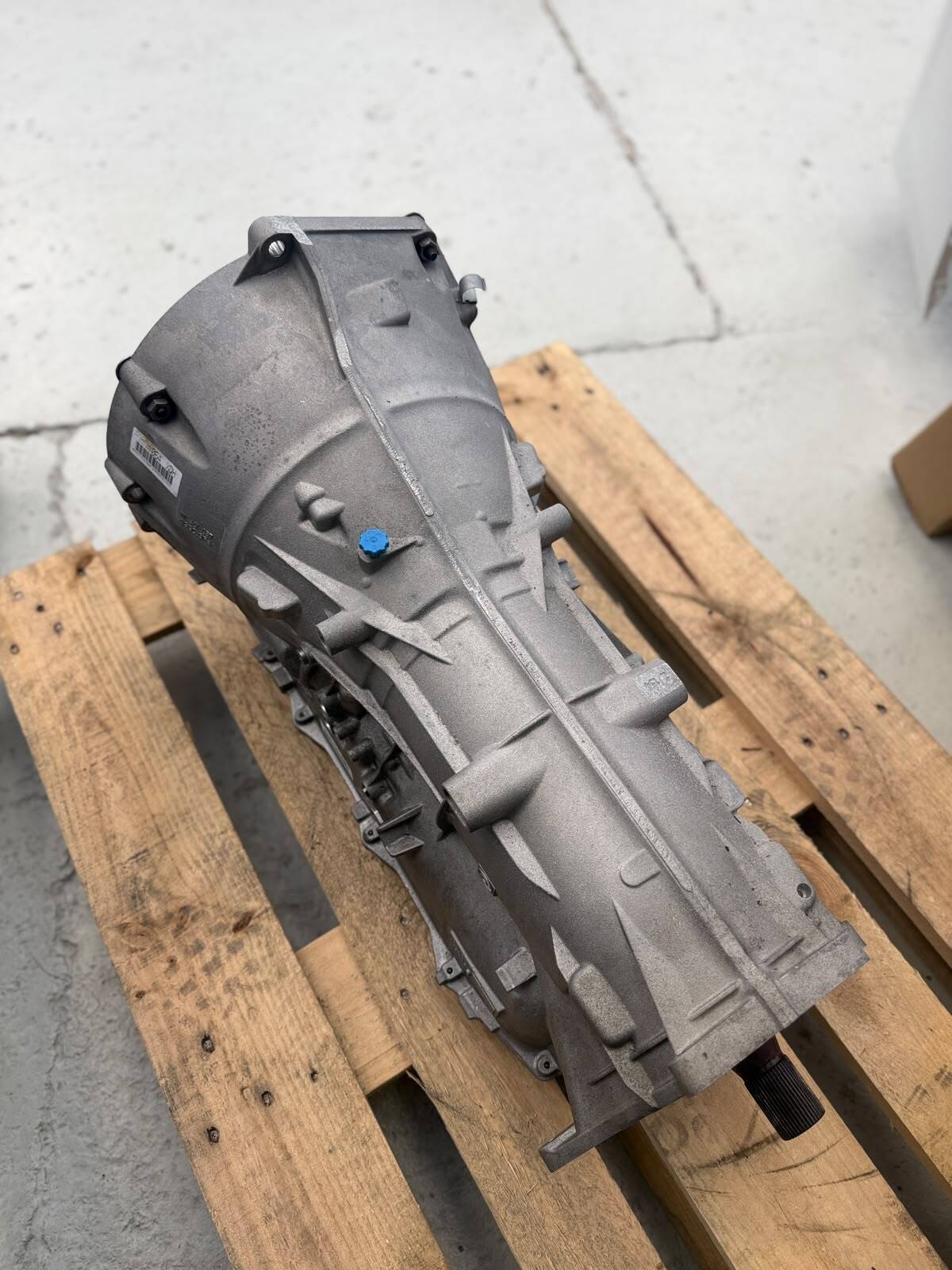 EuroLab ZF 8HP transmission on workshop pallet - top view