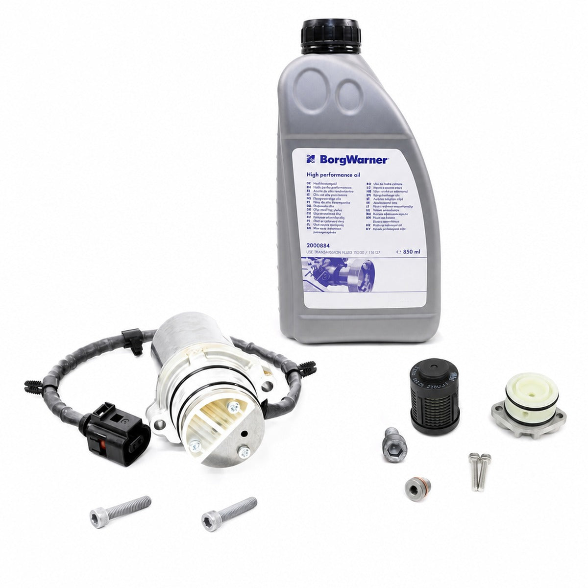 Borg Warner Gen 4 Haldex pump replacement kit with filter, fluid and hardware