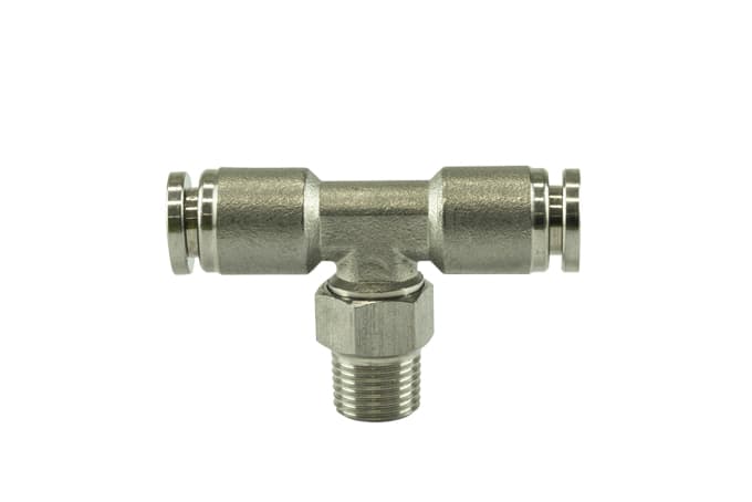 Turbosmart 1/8" NPT Tee Pushloc Fitting - SS - 1/4" - Image 1