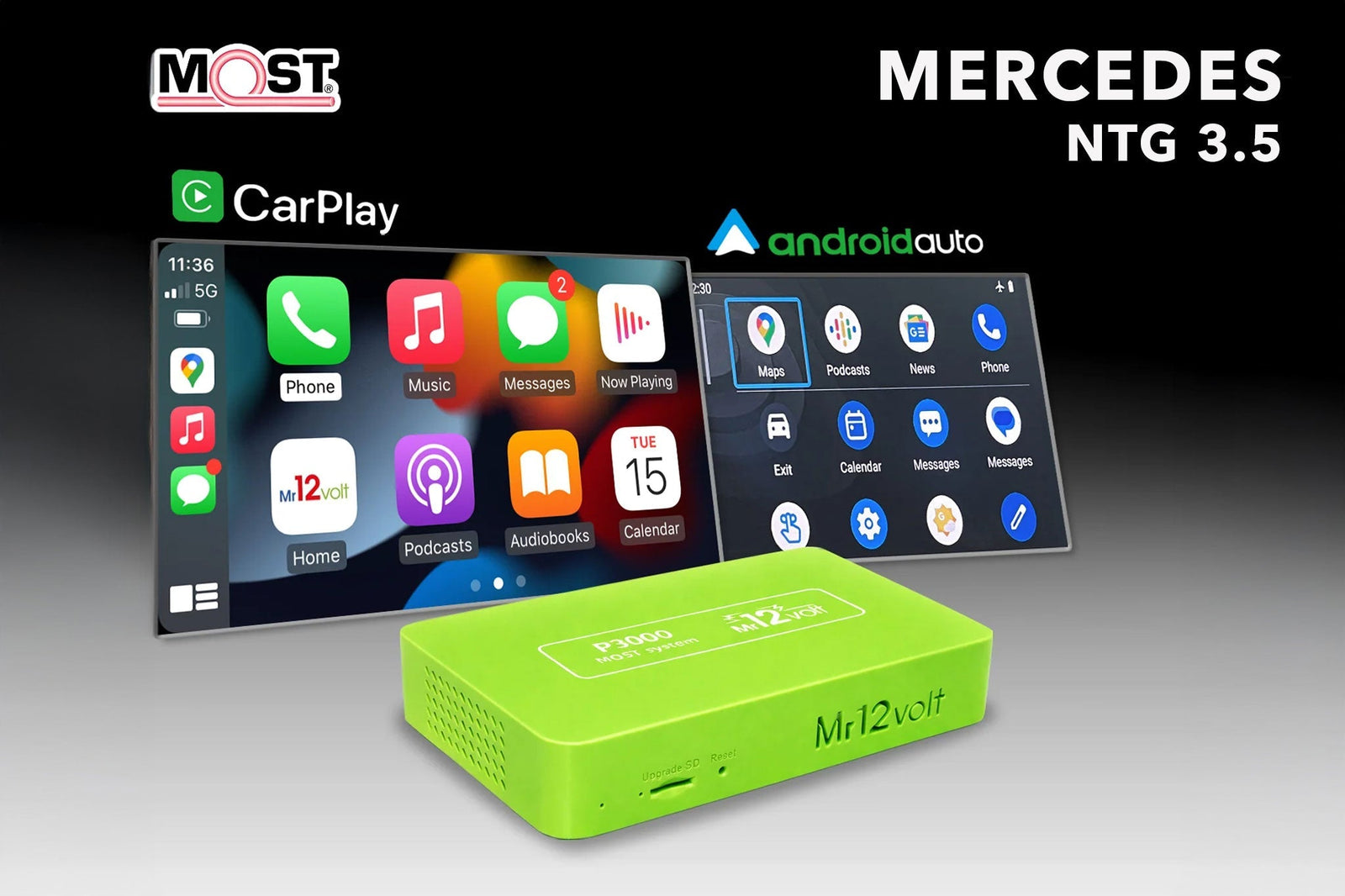 Mr12Volt Mercedes Benz NTG 3.5 Wireless CarPlay Android Auto MOST Interface S-Class (2009-2013)