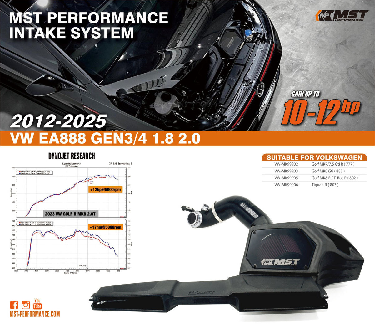 MST 2012-2019 VW Golf MK7/ 7.5 GTI/ R Hybrid Turbo Inlet Cold Air Intake System (VW-MK99902V2)